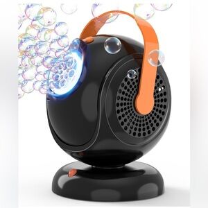 Automatic Bubble Machine Black with LED Light 360 Rotation NEW